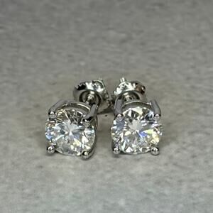 1.5 CTW Moissanite Stud Earrings • 925 Sterling Silver • Screwback • New in Box